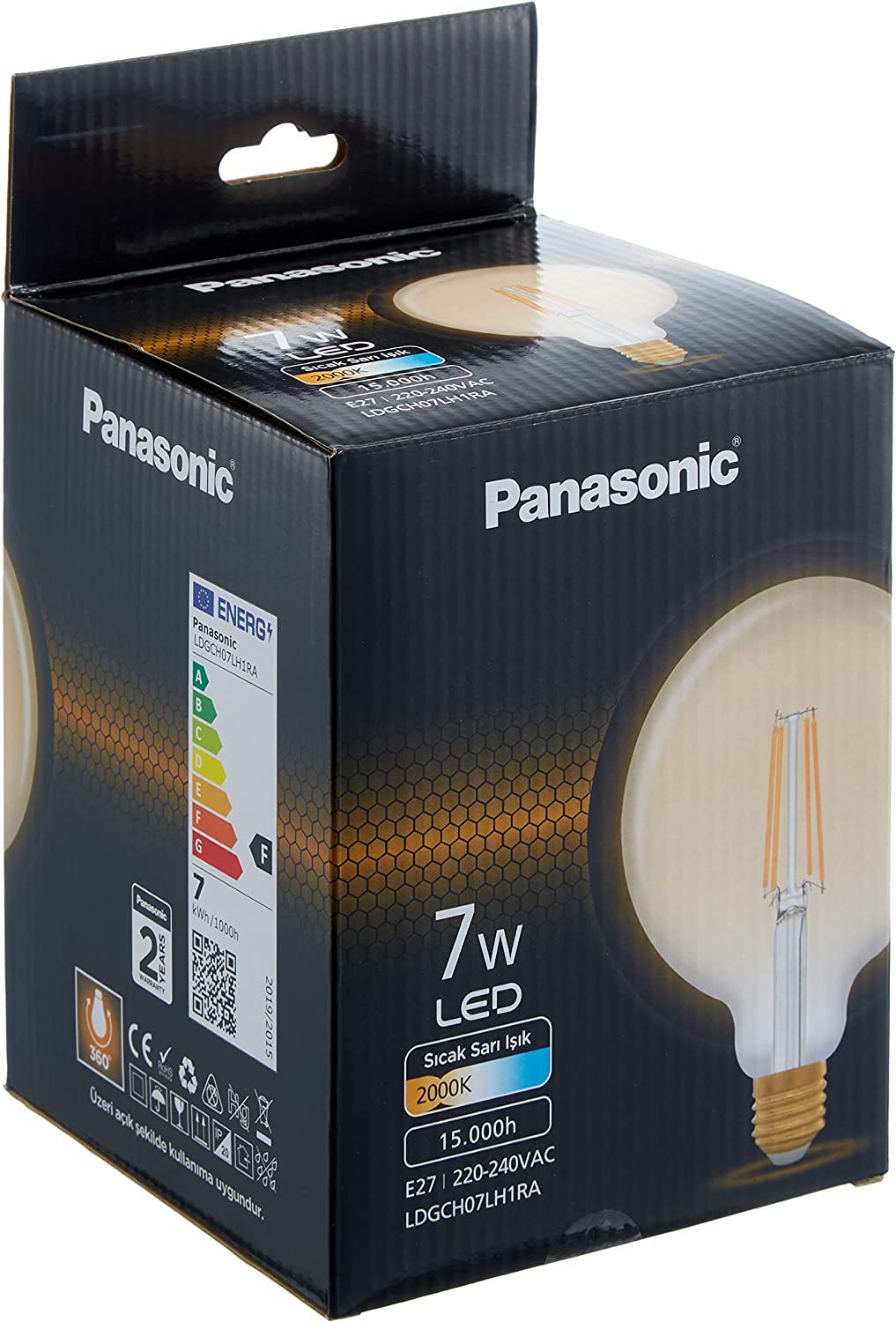 Panasonic E27 Fil G125 Lamba 7W 630Lm 2000K Gold : Amazon.com.tr
